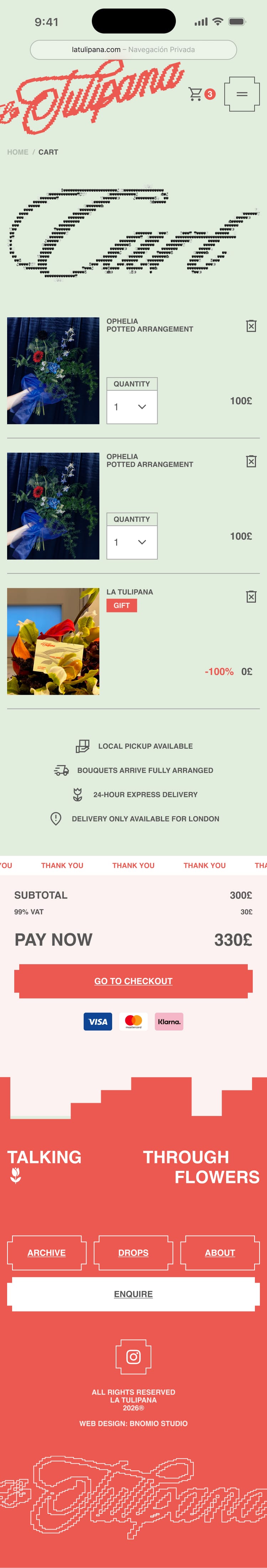 La Tulipana web — cart mobile