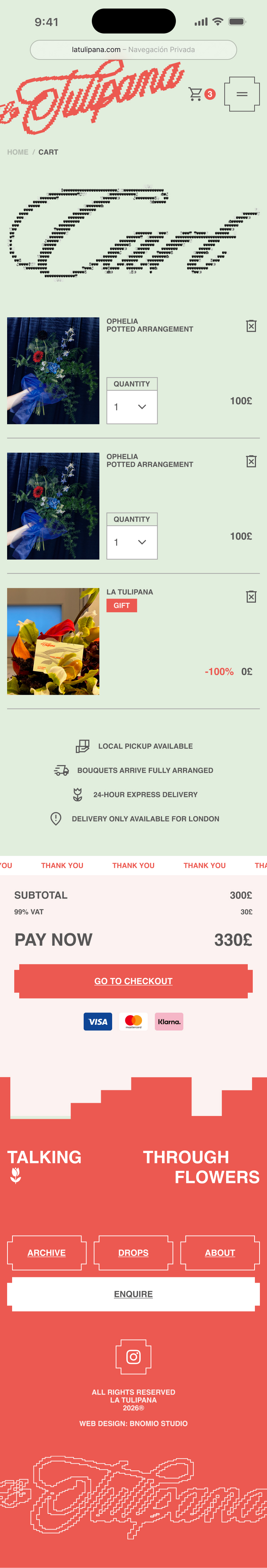 La Tulipana web — cart mobile