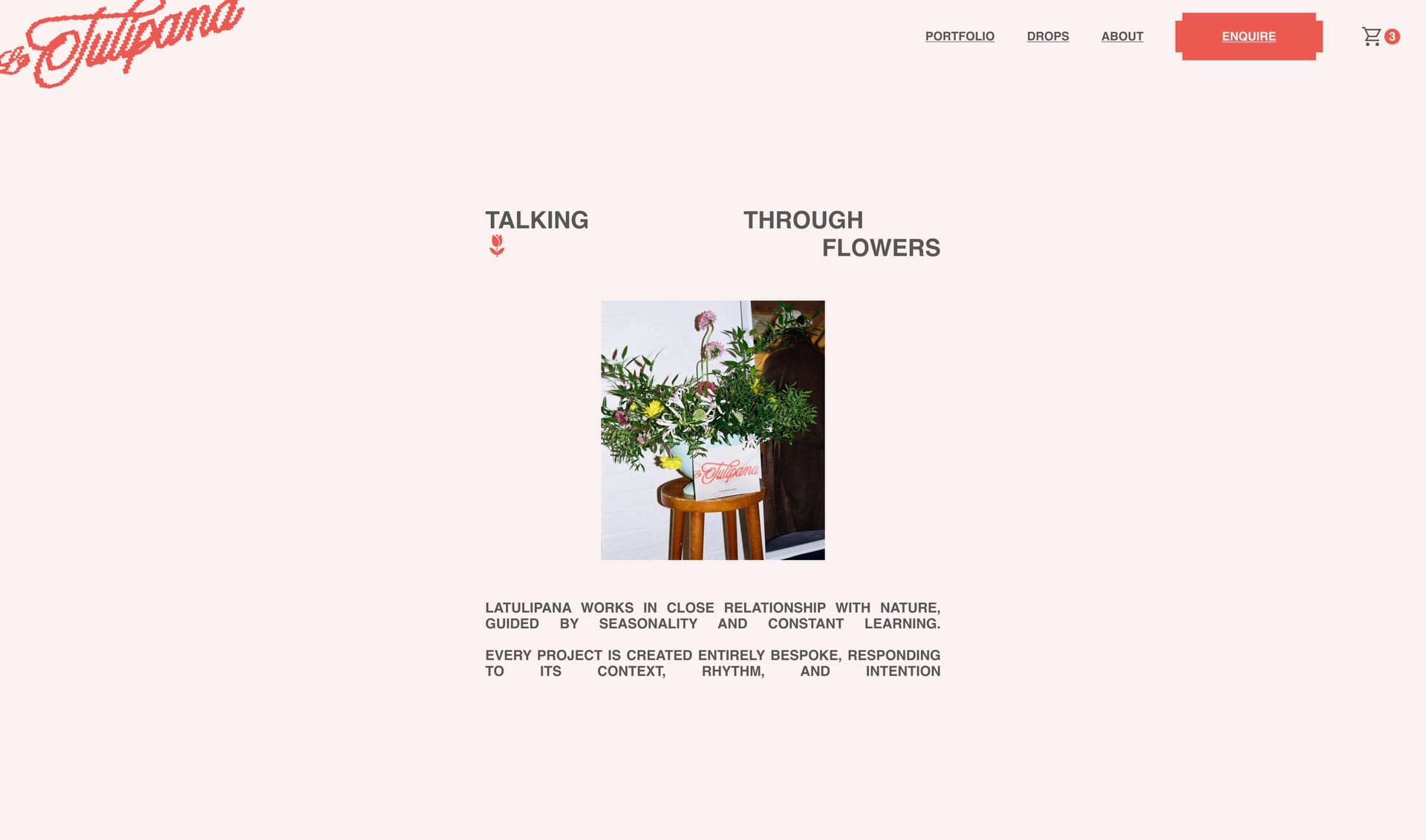 La Tulipana web — header desktop